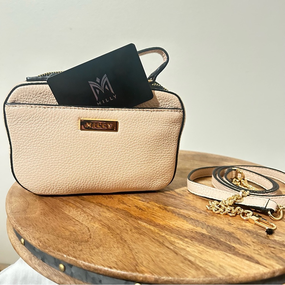 Milly Designer Astor Leather Mini Satchel  - Nude- Womens Handbags - Purses - Picture 2 of 9